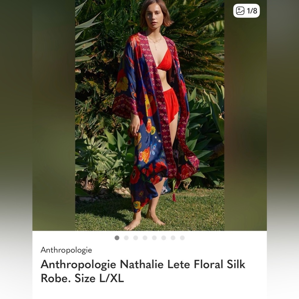 ISO!! Anthropologie Multicolor Floral Silk Robe